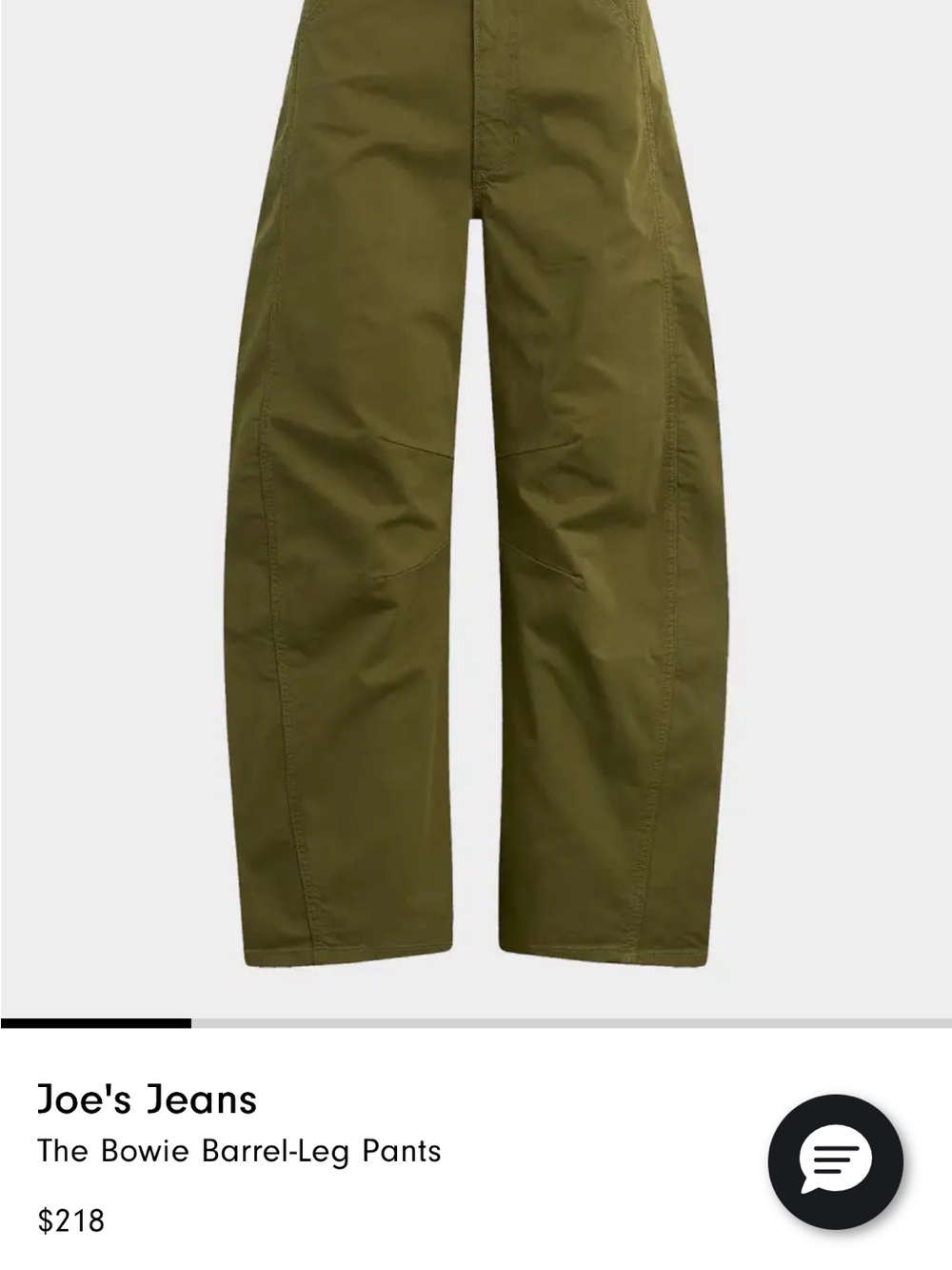 Joe's Jeans Olive Green Barrel-Leg Pants